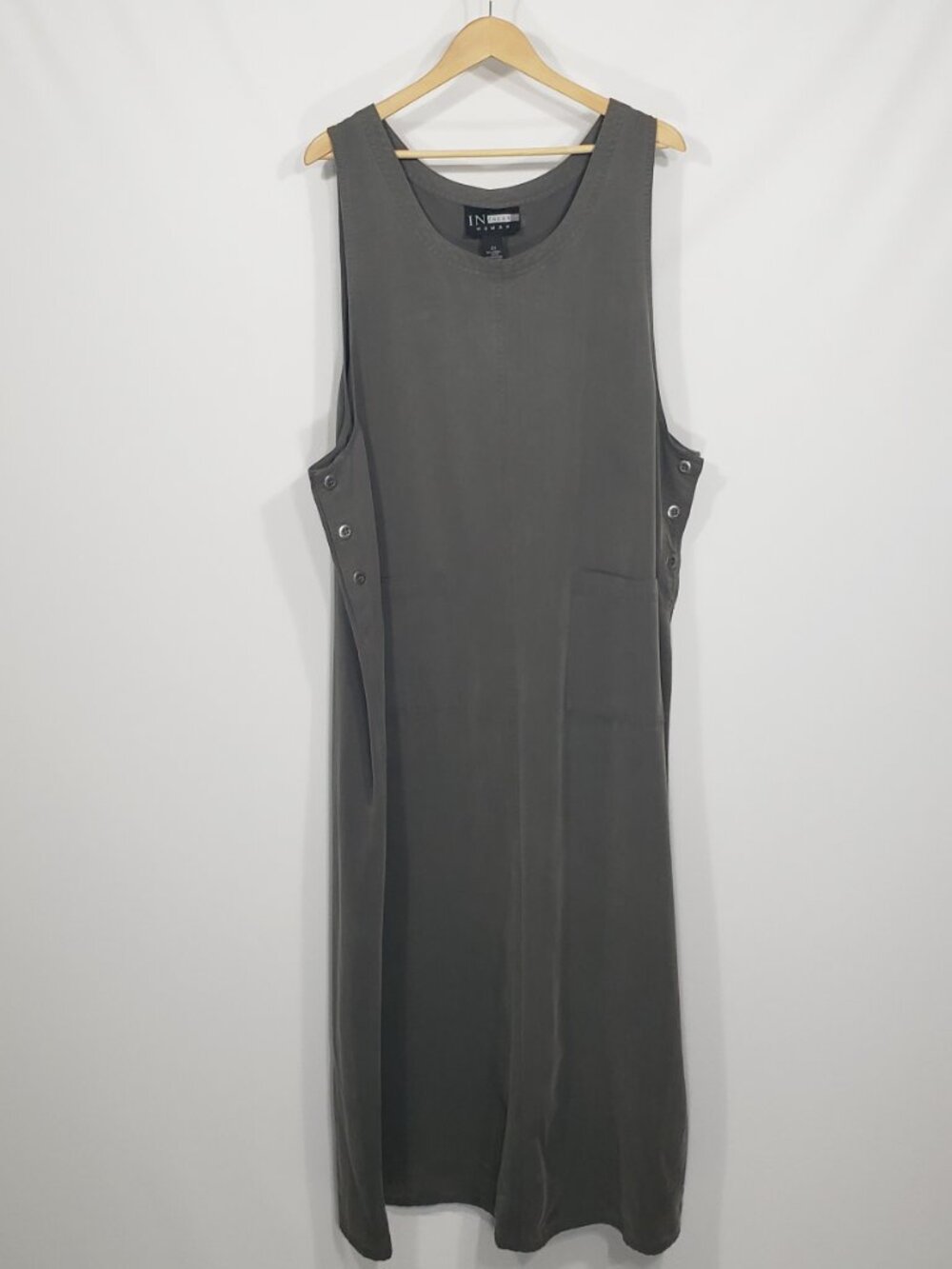 In Focus Olive Maxi Dress Side Buttons Women's Plus 2X